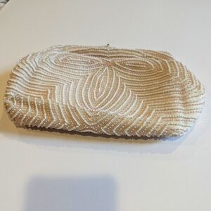 Walborg Vintage Pink And White Beaded Clutch